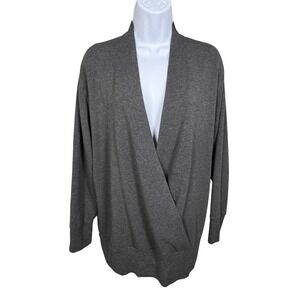 Athleta Purana Wrap Front Pullover Large Gray Tencel Modal Blend Athleisure